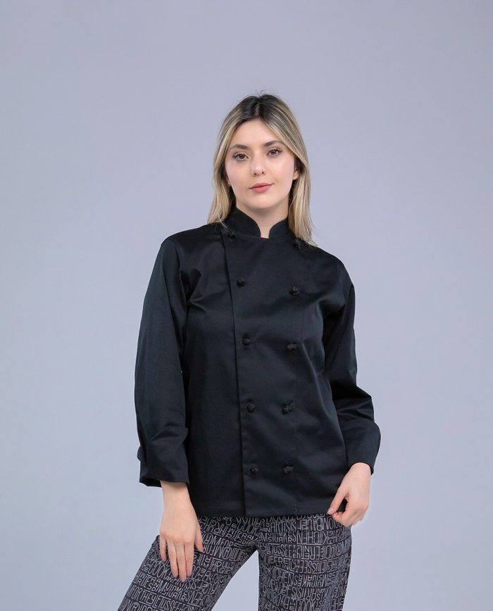 Chaqueta-Negra-Boton-Nudo-Manga-Larga-Colombia-Chef